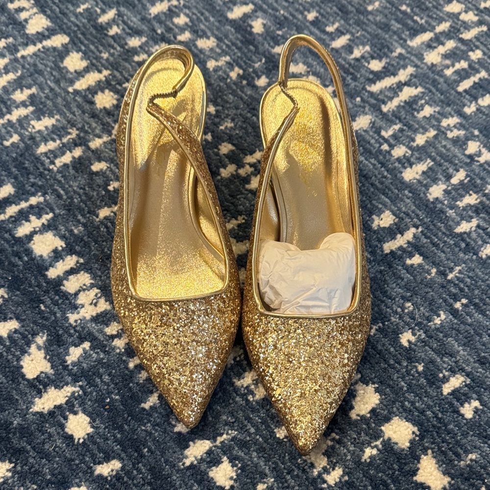 Lilly Pulitzer ‘Shaina’ Gold Glitter Slingback Heels